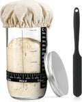 Skiennix Sourdough Starter Kit - 24 oz Glass Jar with Date Marked Feeding Band & Thermometer