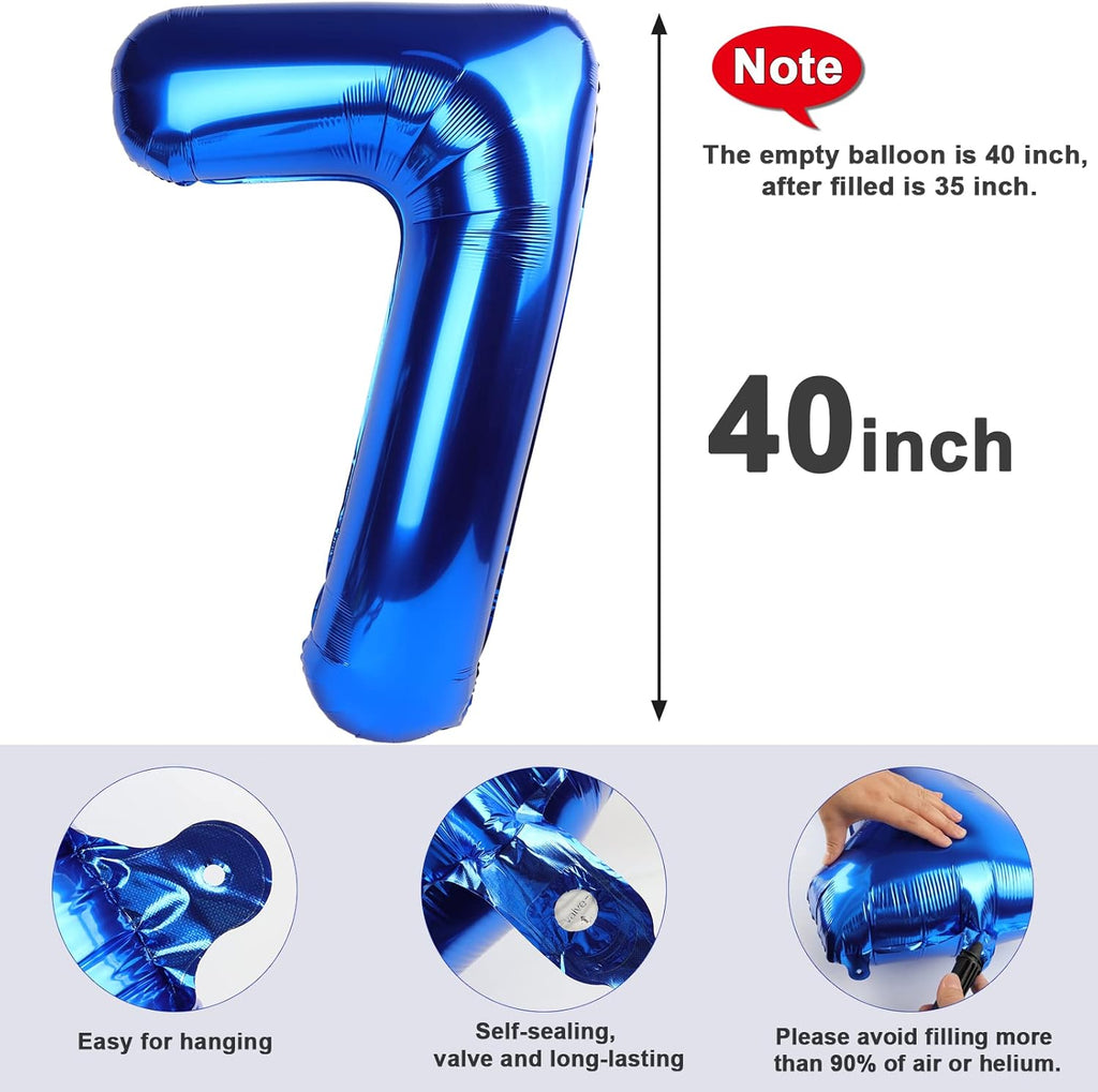 Skiennix 40-Inch Navy Blue Number Balloons - Perfect for 6, 7, 17, 27, 70 Birthday & Engagement Celebrations