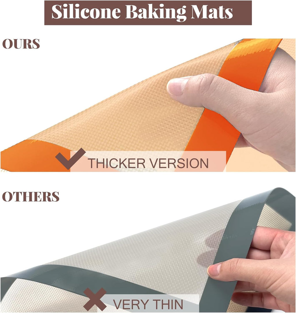 Silicone Baking Mat Set - Non-Stick, Food Safe Reusable Mats for Cookies & Bread | Perfect for Oven Use