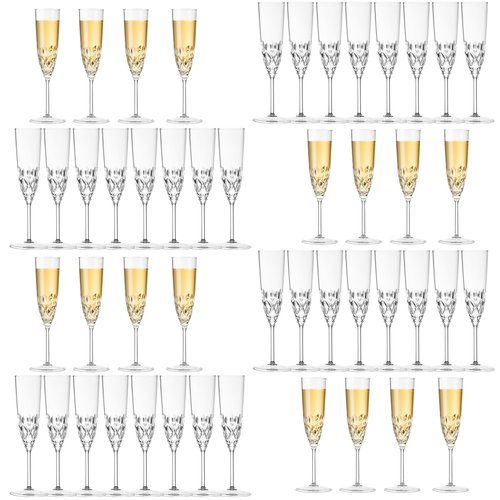 48 Pack Plastic Champagne Flutes, Shatterproof Reusable Fancy Crystal Clear Champagne Glasses, 5 oz Acrylic Unbreakable Elegant Party Drinking Cocktail Wine Glasses Wedding Birthday Bar Goblets