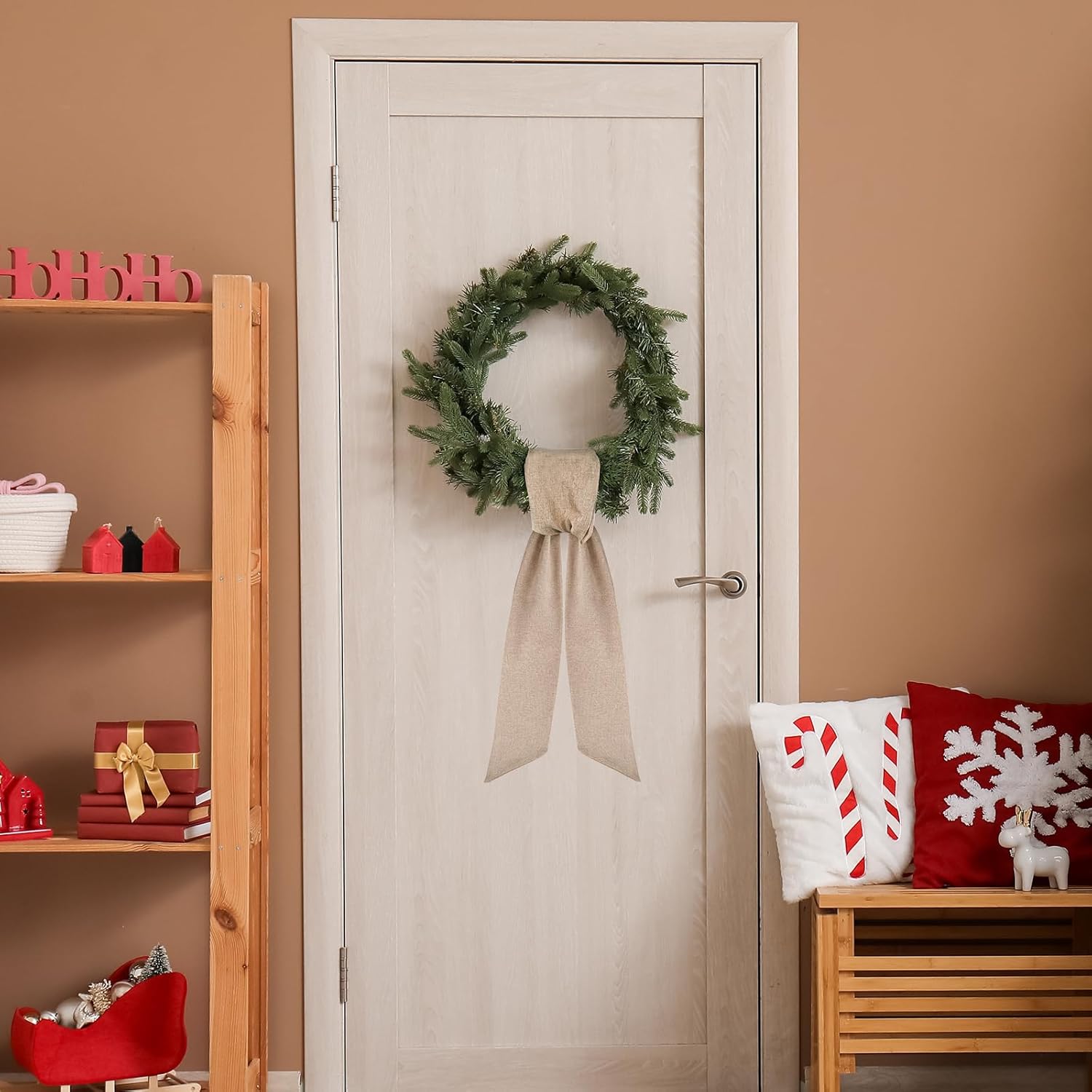 Rustic Wreath Sash by [Brand Name] - 2 Pcs 55.5 Inch Blank Sashes for Farmhouse Door Decor