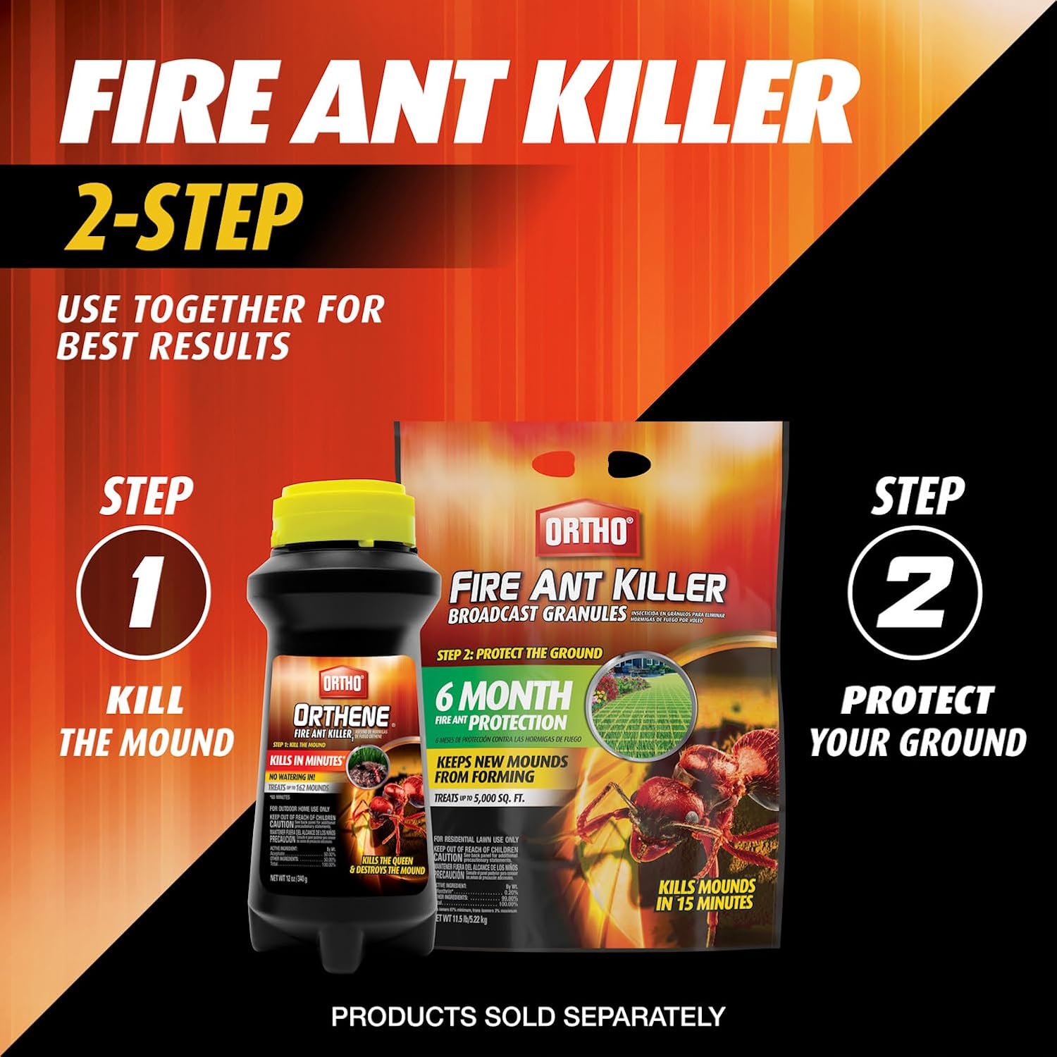Ortho Orthene Fire Ant Killer - Effective Mound Treatment, Kills Queens, No Watering, 12 oz. (2-Pack)