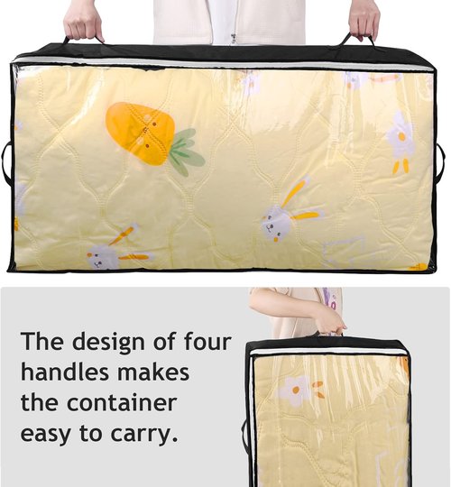 Budding Joy 90L Under Bed Storage Containers - Foldable Organizers for Blankets, Towels & More | Black