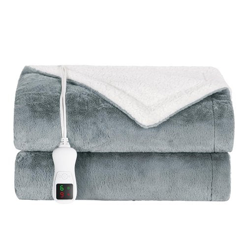 Heated Blanket Throw Size, Electric Throw Blanket, Heated Throw Blanket Electric Faux Fur Heating Blanket with 9 Heating Levels & 1-9 Hours Auto Off, Fast Heat & Overheat Protection, 50" x 60", Gray