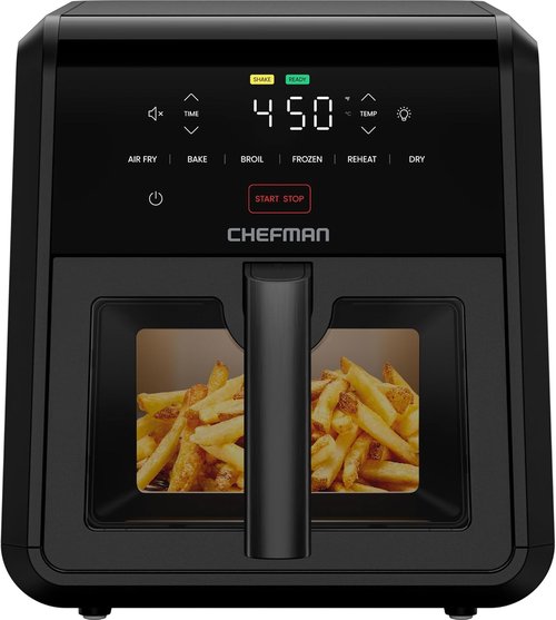 Chefman Air Fryer - TurboFry 7-Qt | 6-in-1 High-Powered Cooking for Crispier Results - Black
