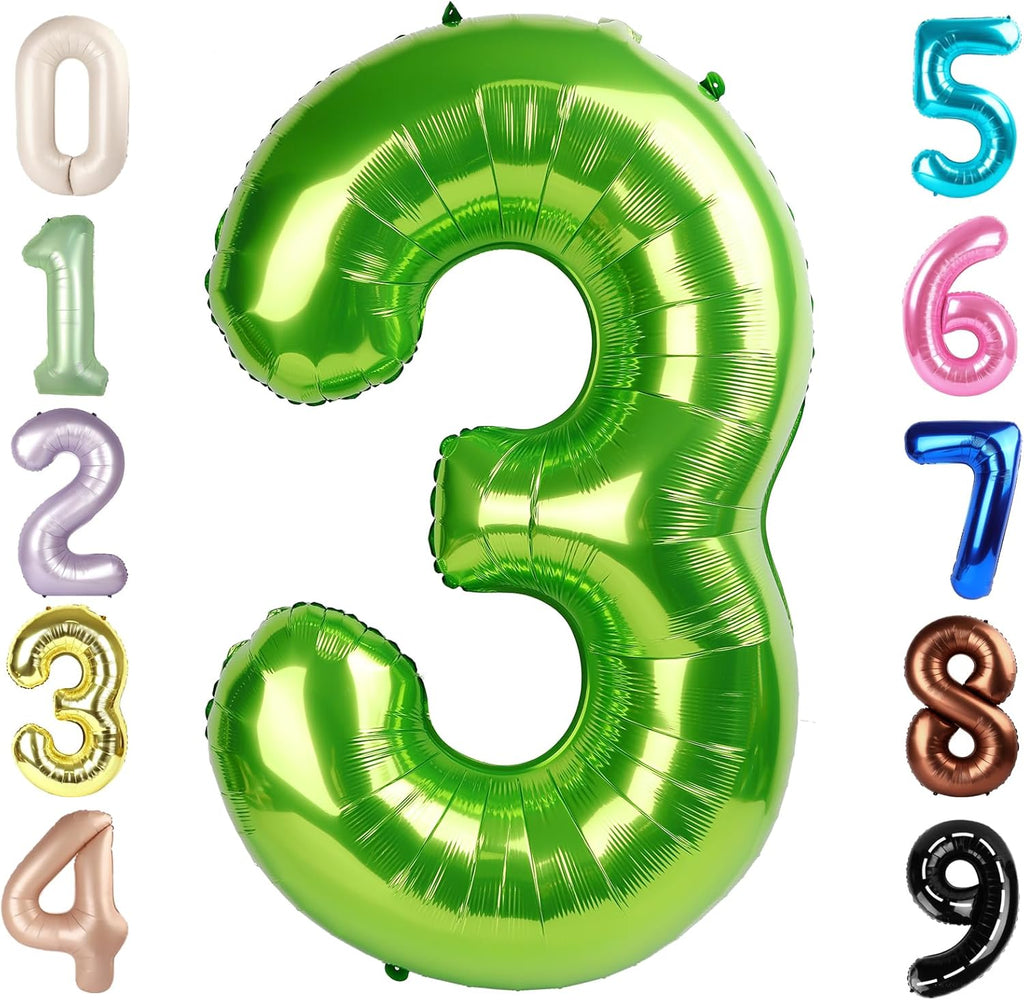 Numbers Balloon - 40 Inch Large Light Green Balloon for 3rd Birthday Decor | Perfect for Parties