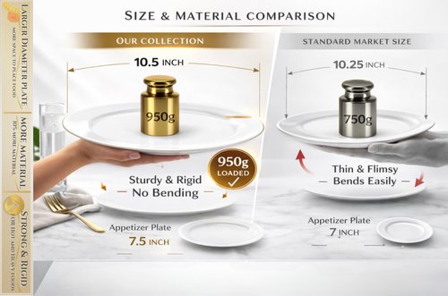 OCCASIONS 120 Plates Pack,(60 Guests) Heavyweight Premium Wedding Party Disposable Plastic Plates Set -60 x 10.5'' Dinner + 60 x 7.5'' Salad/Dessert (White & Gold Rim)