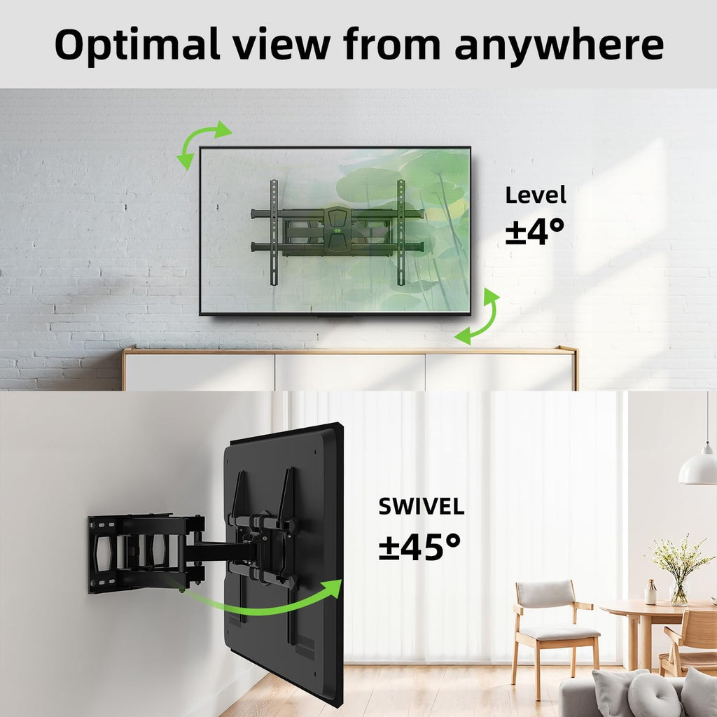 USX MOUNT Full Motion TV Wall Mount - Fits 42-82 Inch TVs Up to 120lbs | Articulating Swivel & Tilt, Max VESA 600x400mm