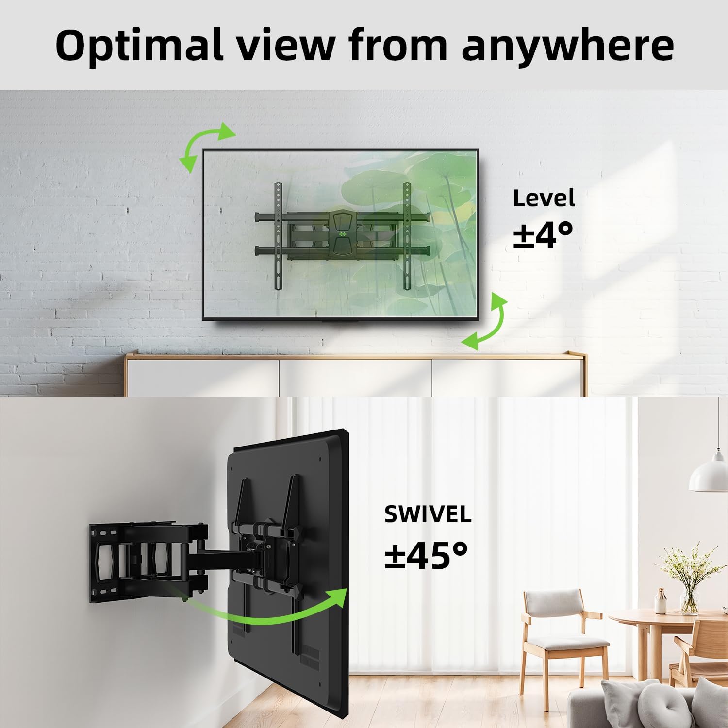USX MOUNT Full Motion TV Wall Mount - Fits 42-82 Inch TVs Up to 120lbs | Articulating Swivel & Tilt, Max VESA 600x400mm
