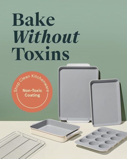 Caraway Nonstick Ceramic Bakeware Set - 5 Pieces of Assorted Baking Pans & Sheets | Non-Toxic, PTFE & PFOA Free - Perracotta