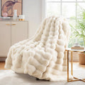 NEXHOME PRO Faux Fur Throw Blanket, Ultra Soft Cozy Warm Fuzzy Fluffy Plush Reversible Blanket for Couch, Sofa, Bed, Home Decor Gift, Beige 5060