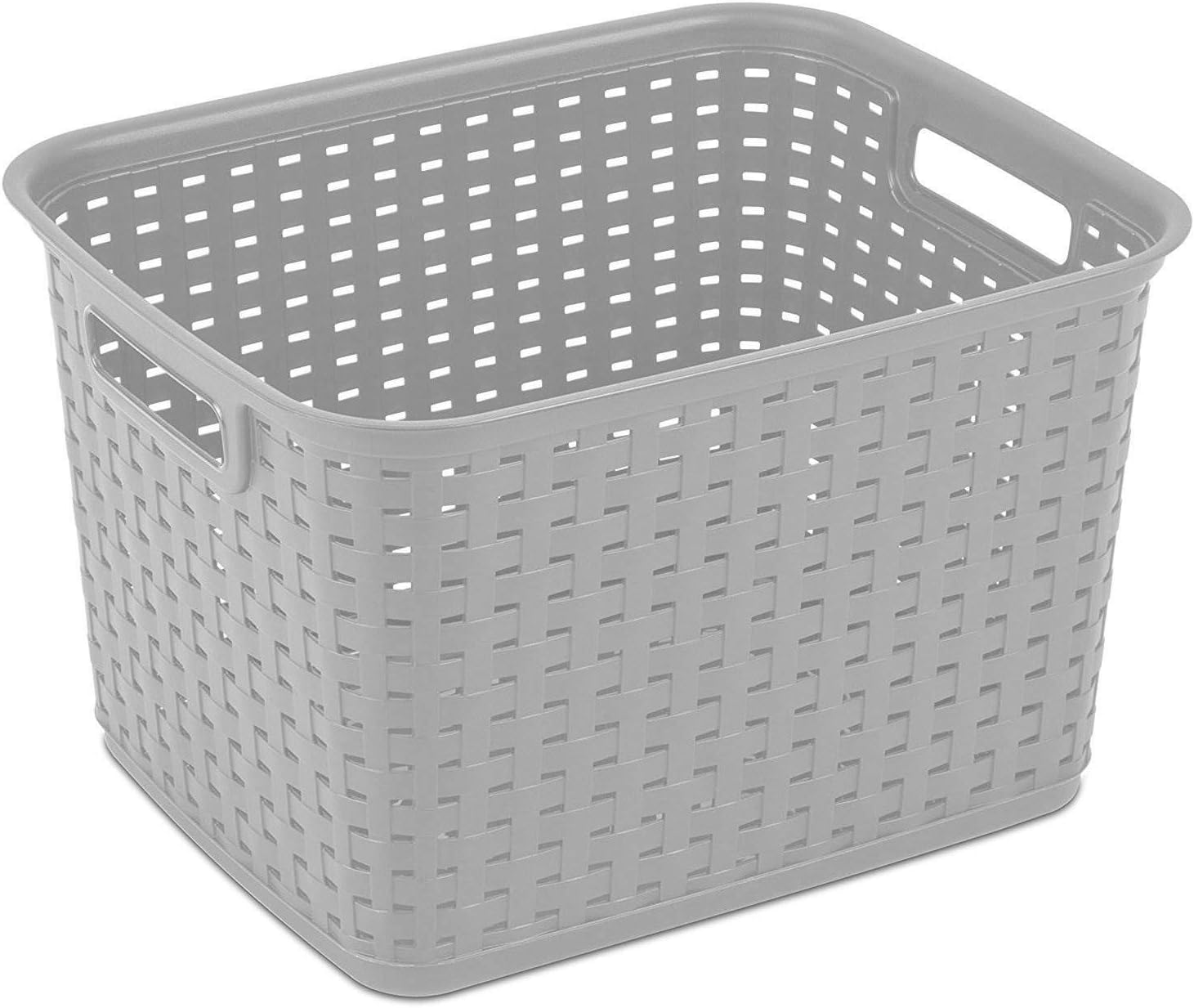 Sterilite Tall Weave Storage Baskets - 6-Pack Woven Plastic Organizers in Cement Gray for Home & Dorm Use