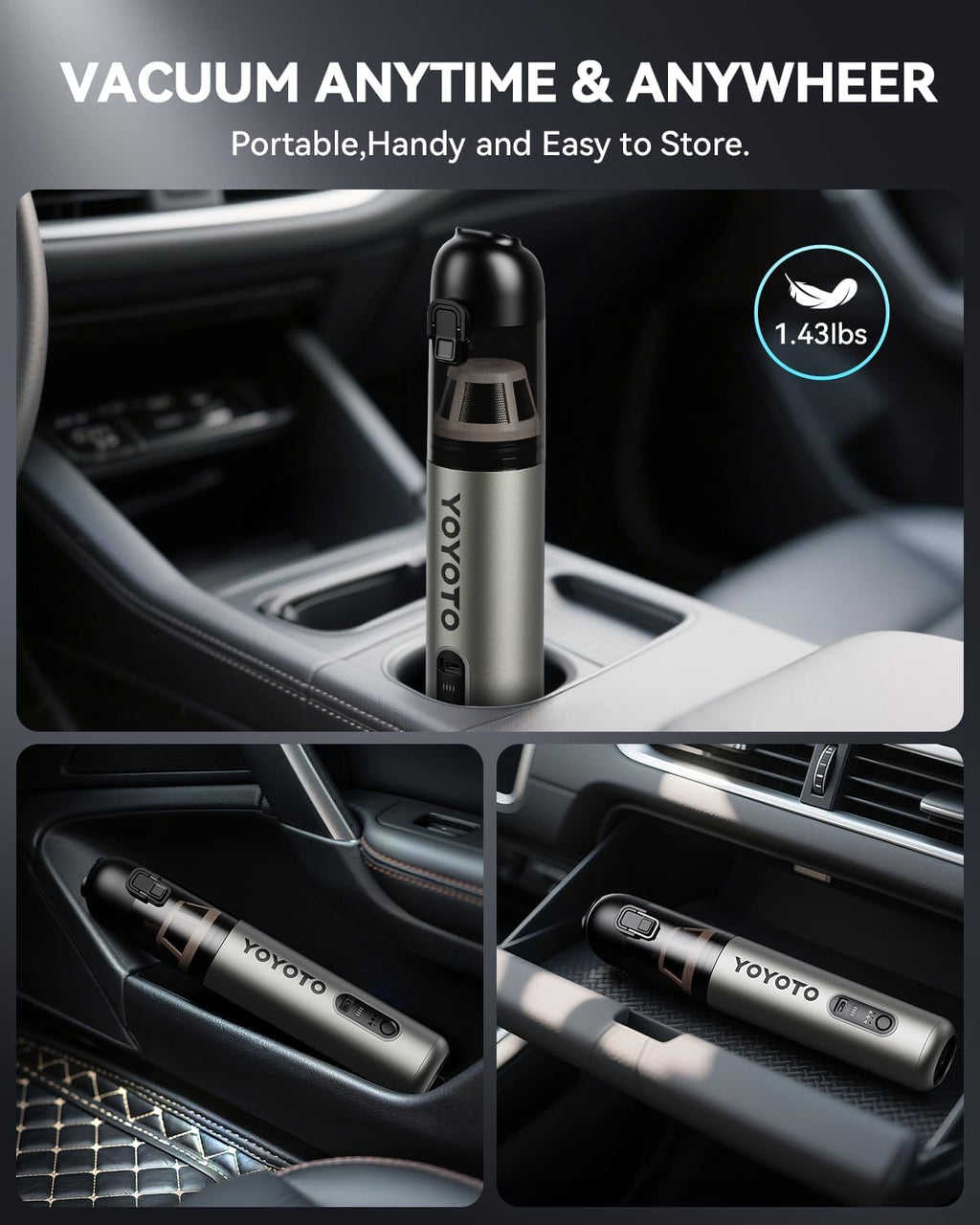 Skiennix Handheld Vacuum | Cordless 4-in-1 Mini Cleaner with 21000Pa Suction - Ultra Light & Rechargeable (Silver)