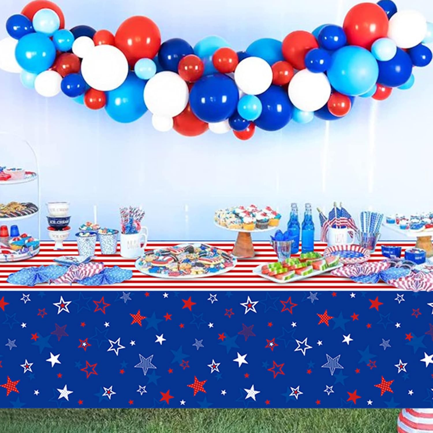 Patriotic Tablecloths by [Brand Name] - 3 Pcs Red, White & Blue Disposable Covers | 54x108 Inch for 4th of July Celebrations