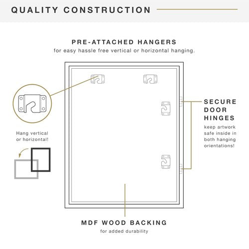 MCS Kids Art Frame 11x14 Matted with 8.5x11 Opening, Black Changeable Magnetic Picture Frame Kids Artwork Storage Display for Walls (1-Pack)