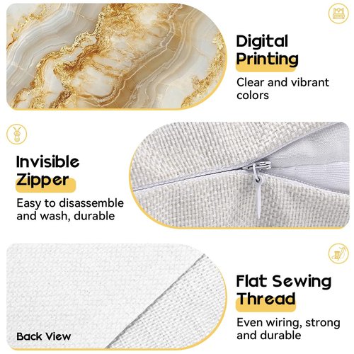 OBSEDE Inspirational Beige Marble Throw Pillow Covers 18 × 18 in, Set of 4, Couch Cushion Cases Inserts for Sofa Bed Living Room Home Decor, Single-Sided Print