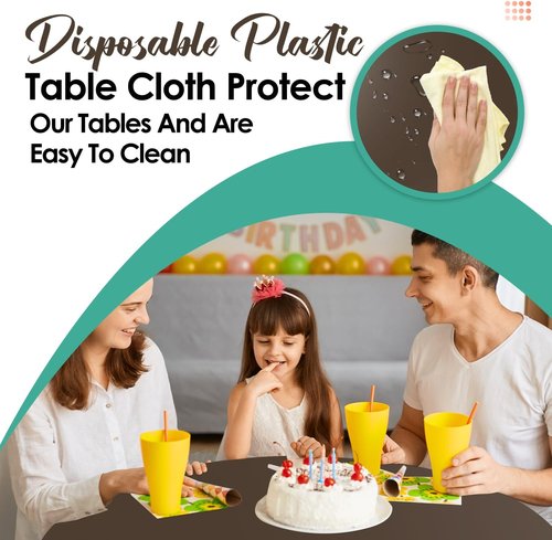 Brown 84-Inch Disposable Round Tablecloths - 12 Pack Plastic Covers for Parties & Events