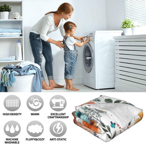 CaomeiWu Highland Cow Blanket, 40"x50" Flannel Cute Highland Cow Themed White Throw, Soft Nap Throw Blanket for Home Boys Girls Women