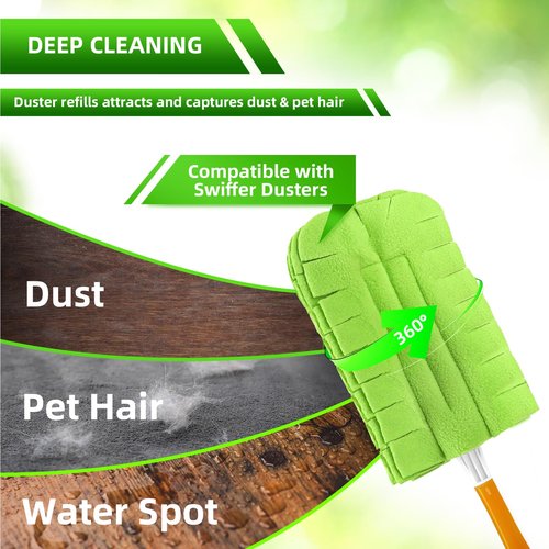 Yicotira Reusable Duster Refill Compitable with Swiffer Duster - Washable Heavy Duty Dusters Refills 360 for Swiffer Duster Handle & Super Extender Handle, 4 Pack