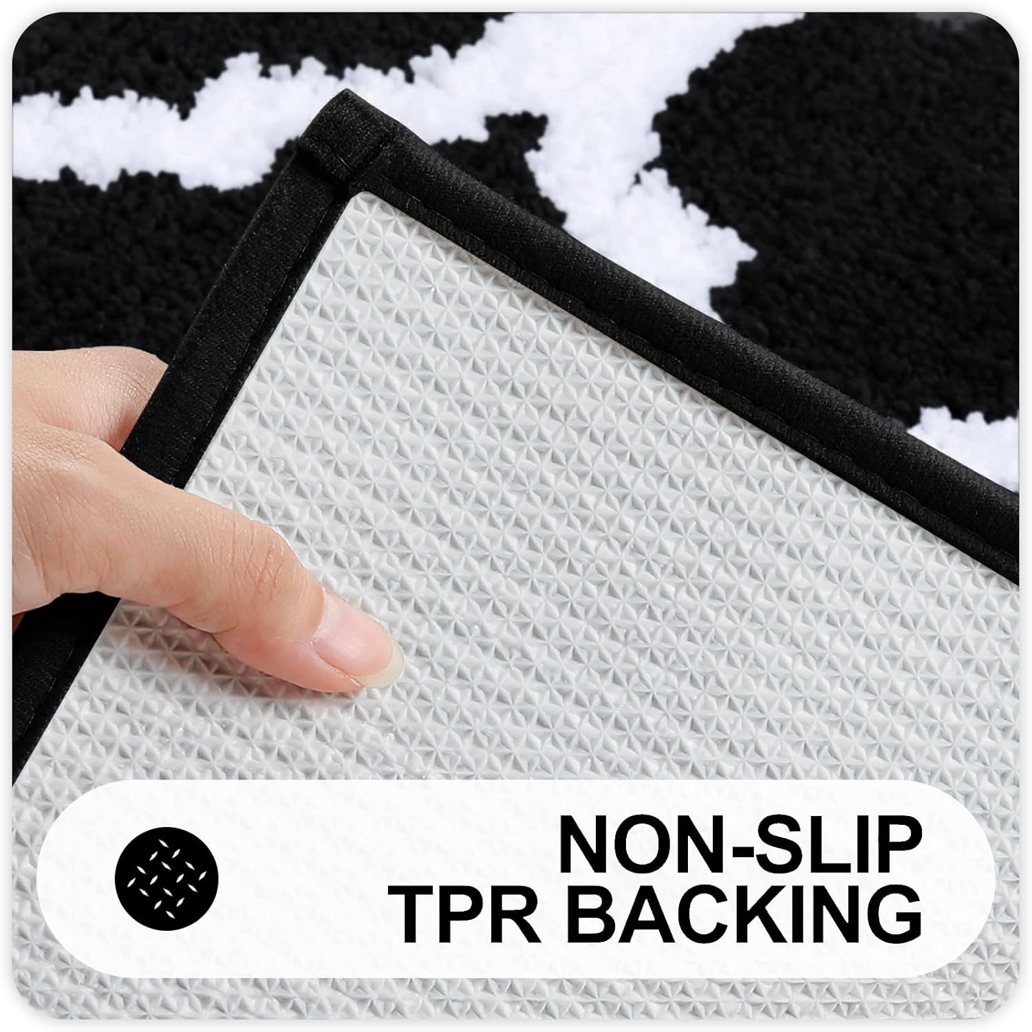 OLANLY Bathroom Rugs - Soft, Absorbent Microfiber Non-Slip Mats | 30x20 Black Shaggy Shower Carpet