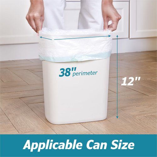 Bay Ridge Laguna 4 Gallon Drawstring Trash Bags - 0.5 Mil Strong - Small Garbage Bags - for Office Bathroom Kitchen - Individual, Unscented, White, 19" x 19", 60 Count
