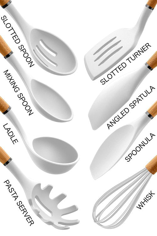 Country Kitchen Cookware Bundle- Cookware Set with Removable Hanldes and 8 Essential Kitchen Utensils for Cooking and Baking