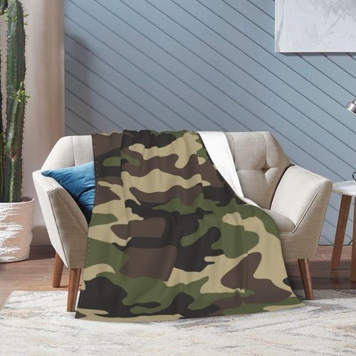 Camouflage Classic Camo Blanket Soft Comfy Flannel Throw Blankets Lightweight Warm Bed Throws Plush For Couch Sofa Camping Office Travel Home Bedroom Decor Girls Boys Kids Gifts 50"X40"