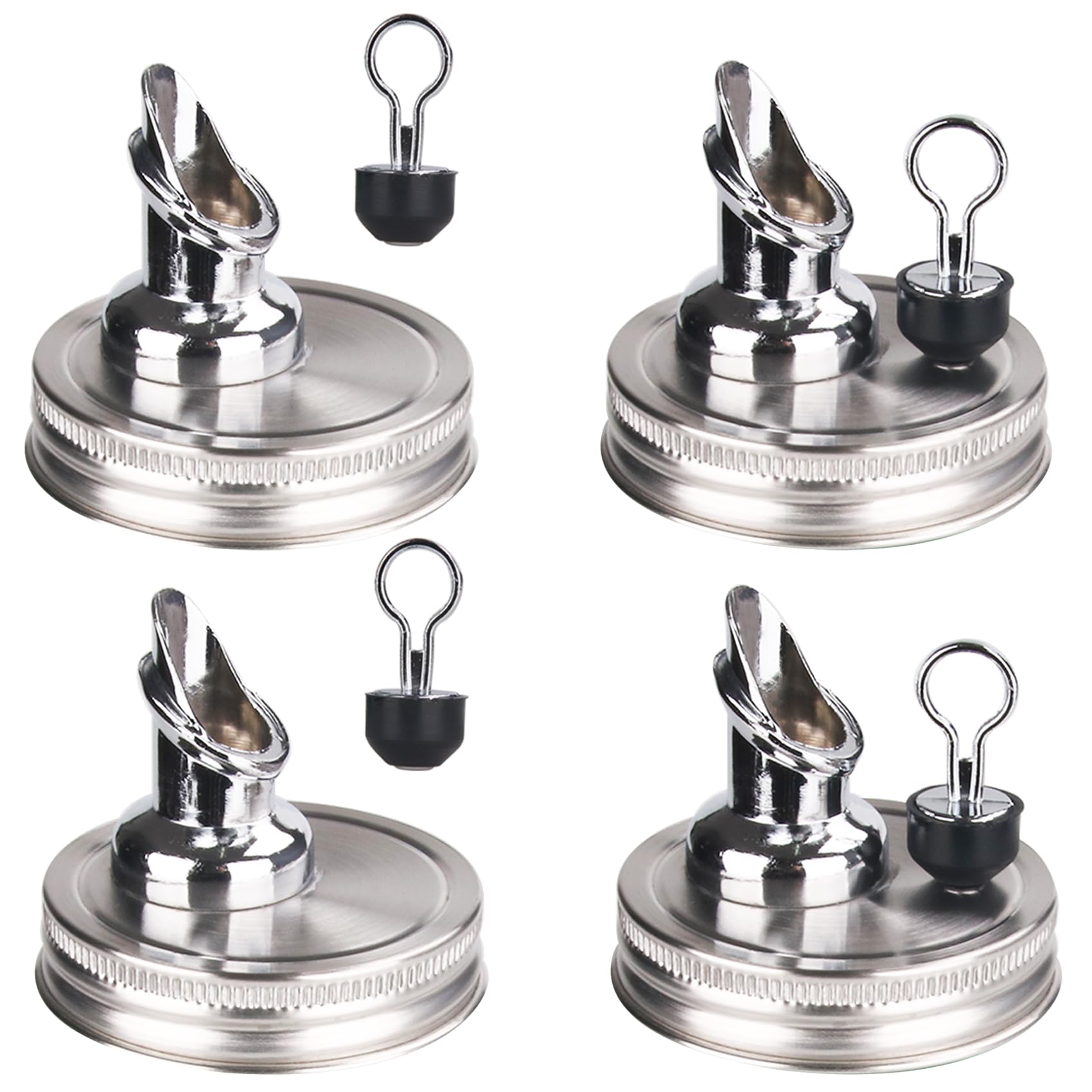 Mason Jar Pour Spouts. free flow Mason Jar Pour Spouts, mason jar for spout regular mouth size 70mm dispenser germination cover. Suitable for any liquid (4 pieces stainless)
