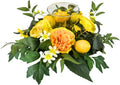 Skiennix 17 Inch Lemon Floral Centerpiece - Artificial Yellow Peony & Glass Hurricane Candle Holder for Dining Table Decor
