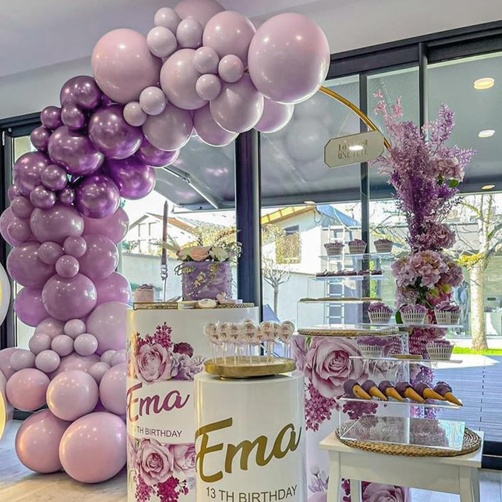 PartyWoo Dusty Purple Balloons - 140-Piece Pack in 5, 10, 12 Inch Sizes | Boho Baby Shower & Birthday Decor