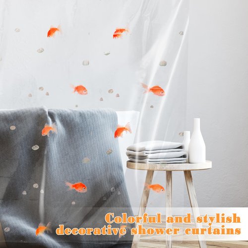 Qulkws Goldfish Clear Shower Curtain Liner 72x78 Inches Waterproof PEVA Lightweight Bath Fashion Shower Curtain Cute Bathroom Showers Liner with 12 Grommets Hooks for Bathroom Bathtub Decor