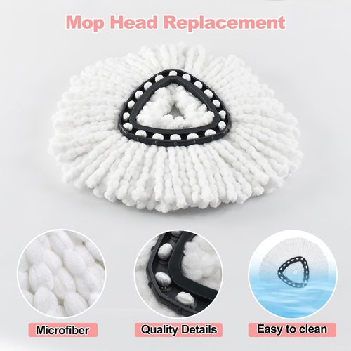 Mop Handle Mop Replace Heads and Mop Base Brush Replacement for O Cedar EasyWring 1-Tank System Include 3 Spin Mop Replacement Head, 4-Section Mop Handles, 1 Base and 1 Scrub Brush Combo