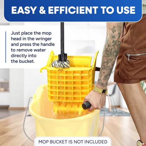 PLASTIC PRINCE Mop Wringer Only Side Press Wringer Replacement for Commercial Mop Bucket on Wheels - 26-Quart or 35 Quart, Yellow