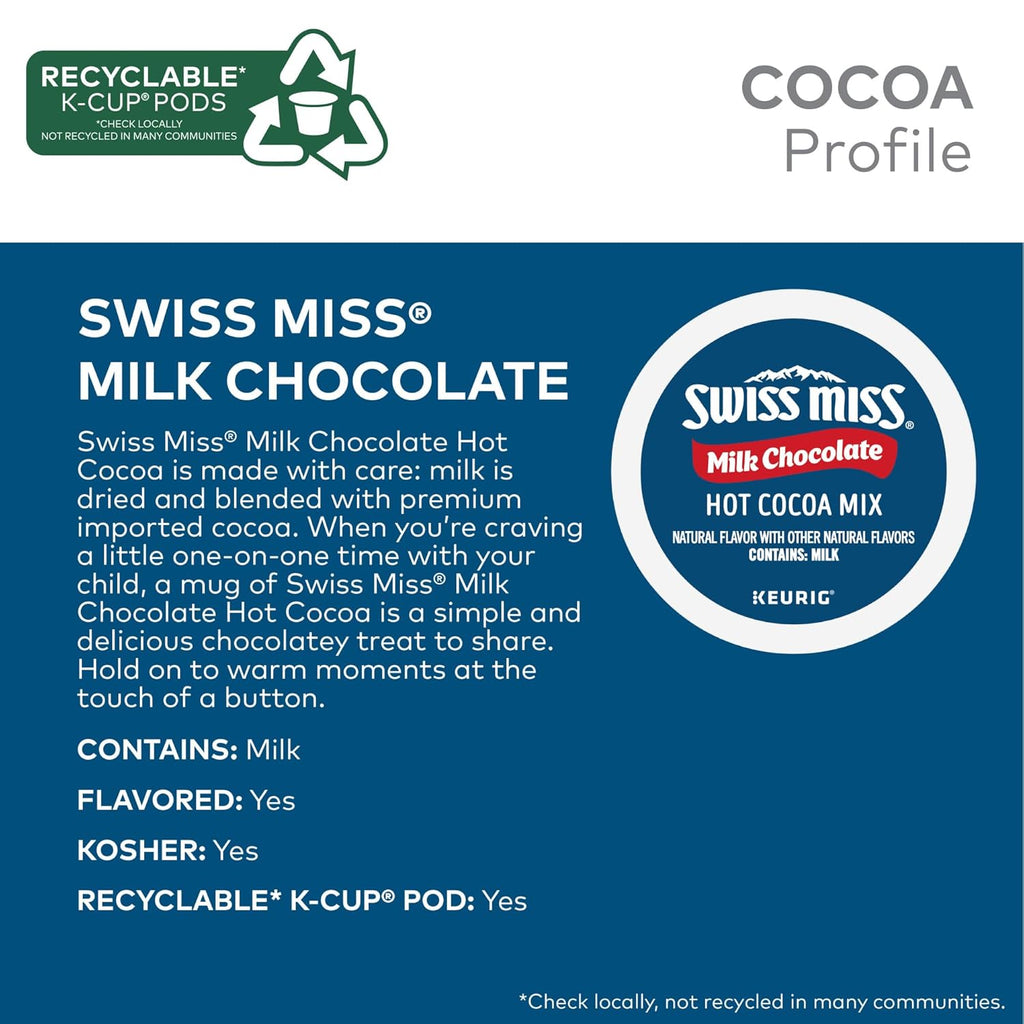 Swiss Miss Hot Cocoa K-Cup Pods - Rich Milk Chocolate Flavor | 28 Single-Serve Cups