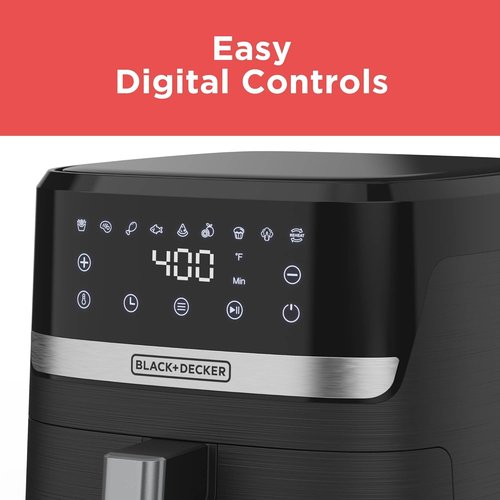 BLACK+DECKER 6QT Air Fryer - Enjoy Crispy Deep Fried Taste Without the Fat | Digital Touchscreen & Auto Shut-Off