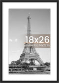 Upsimples 18x26 Picture Frame - Versatile Display for 14x22 Photos with Mat or 18x26 Without - Black, 1 Pack