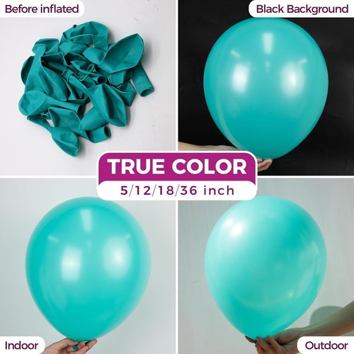 Bezente Teal Balloons - 150 Pack 5-Inch Matte Turquoise Latex Balloons for Wedding & Birthday Decor