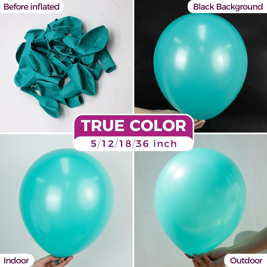 Bezente Teal Balloons 18 Inch | 30 Pack Large Turquoise Latex Balloons for Weddings & Parties