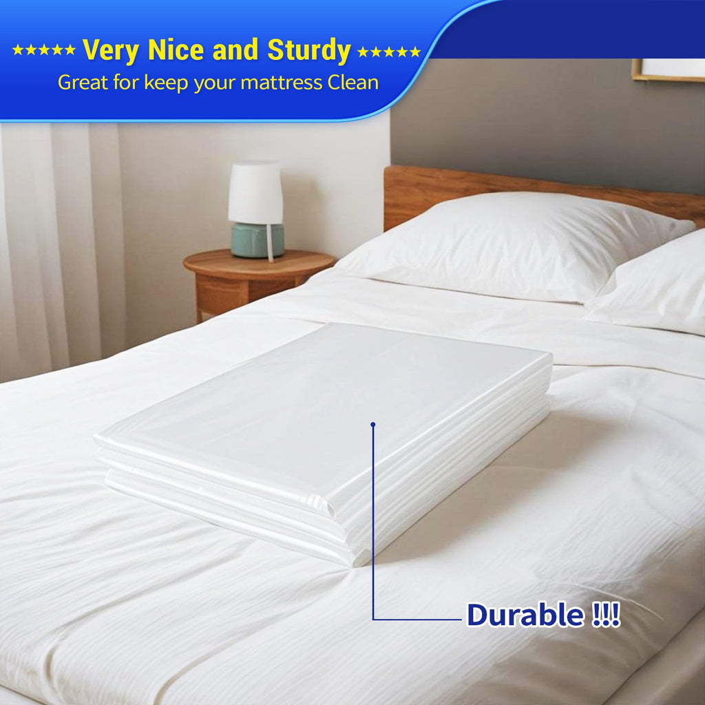 HEZEFAFA 1PK Queen Size Mattress Bag for Moving, Plastic Mattress Protector Cover, Heavy-Duty Mattress Moving Cover Bags (Strong Plastic, Queen)