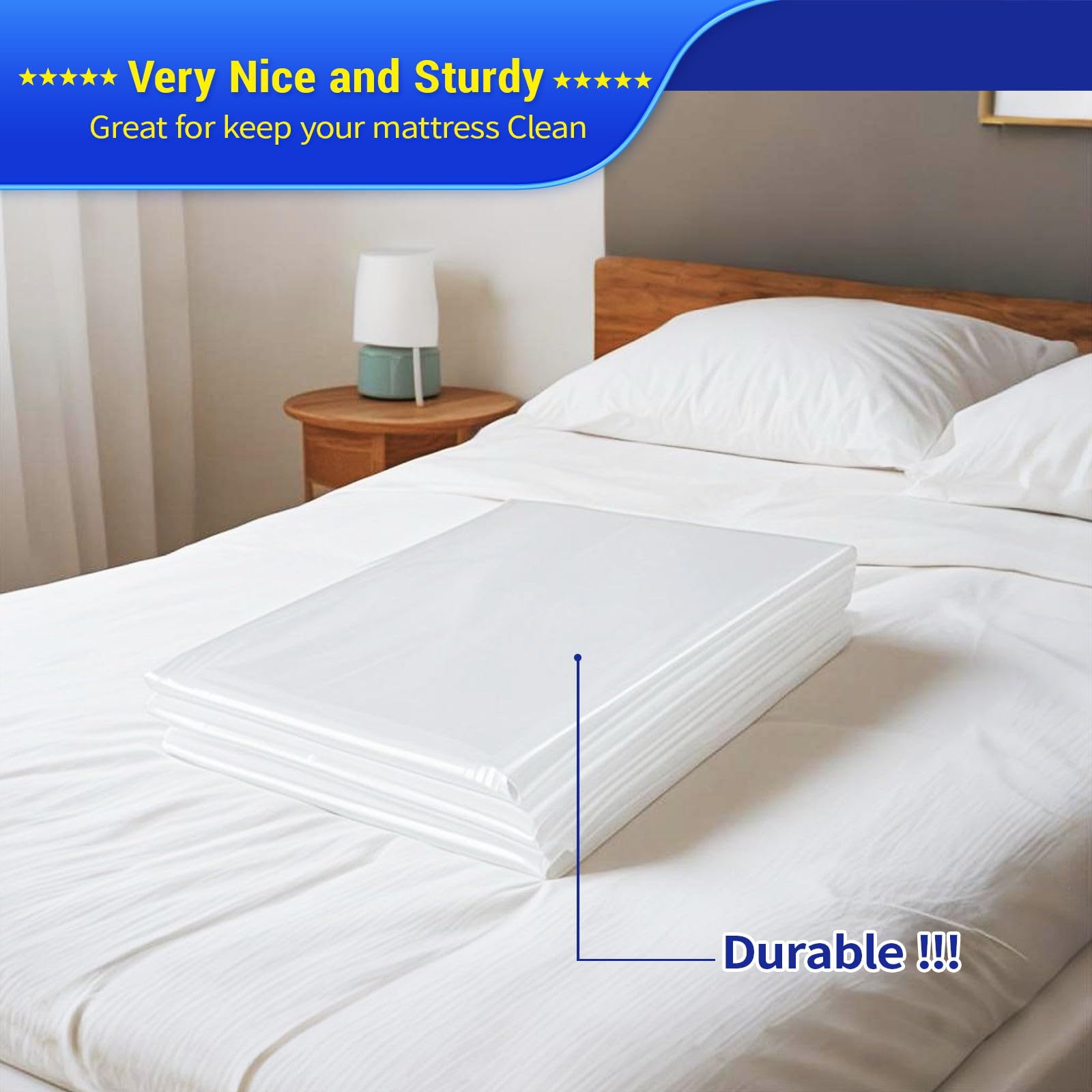 HEZEFAFA 1PK Queen Size Mattress Bag for Moving, Plastic Mattress Protector Cover, Heavy-Duty Mattress Moving Cover Bags (Strong Plastic, Queen)