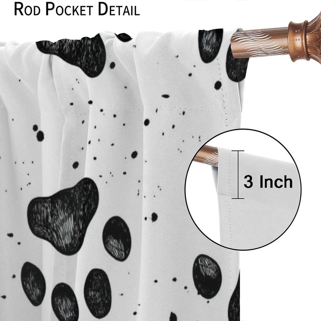 GoDazzling Dog Blackout Windows Curtains, Black Cartoon Dog Paw Print Cute Animal Curtain, for Kids Boys Girls Cute Animals Cartoon for Living Room 42x63in 2 Panels