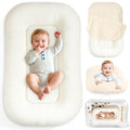 **Baby Lounger by Snuggle Nest - Breathable Cotton Infant Nest for Newborns 0-24 Months | Portable White Design**