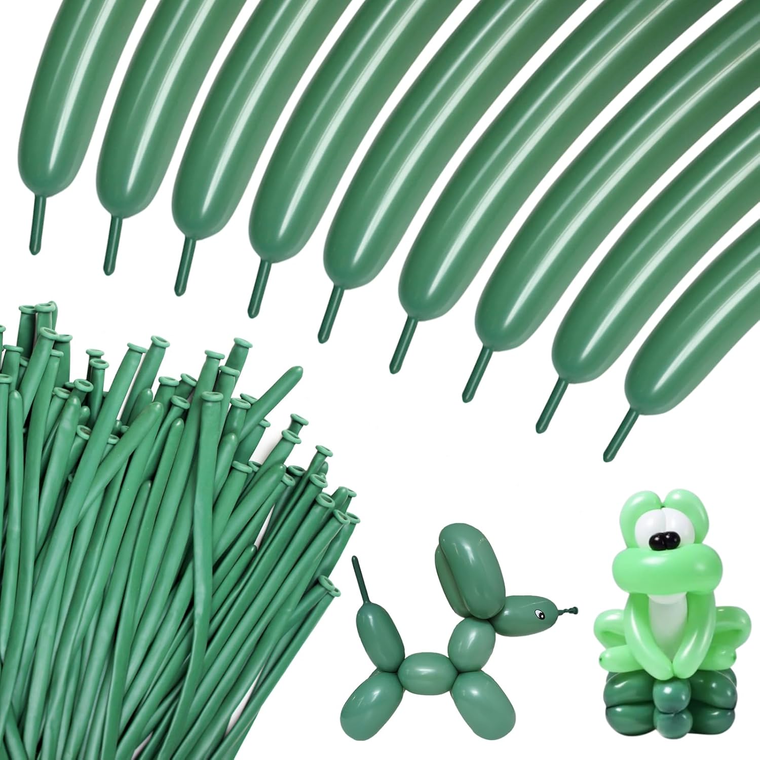 Sage Green 260Q Balloons by [Brand Name] - Thick Latex Twisting Balloons for Animal Models | 100pcs