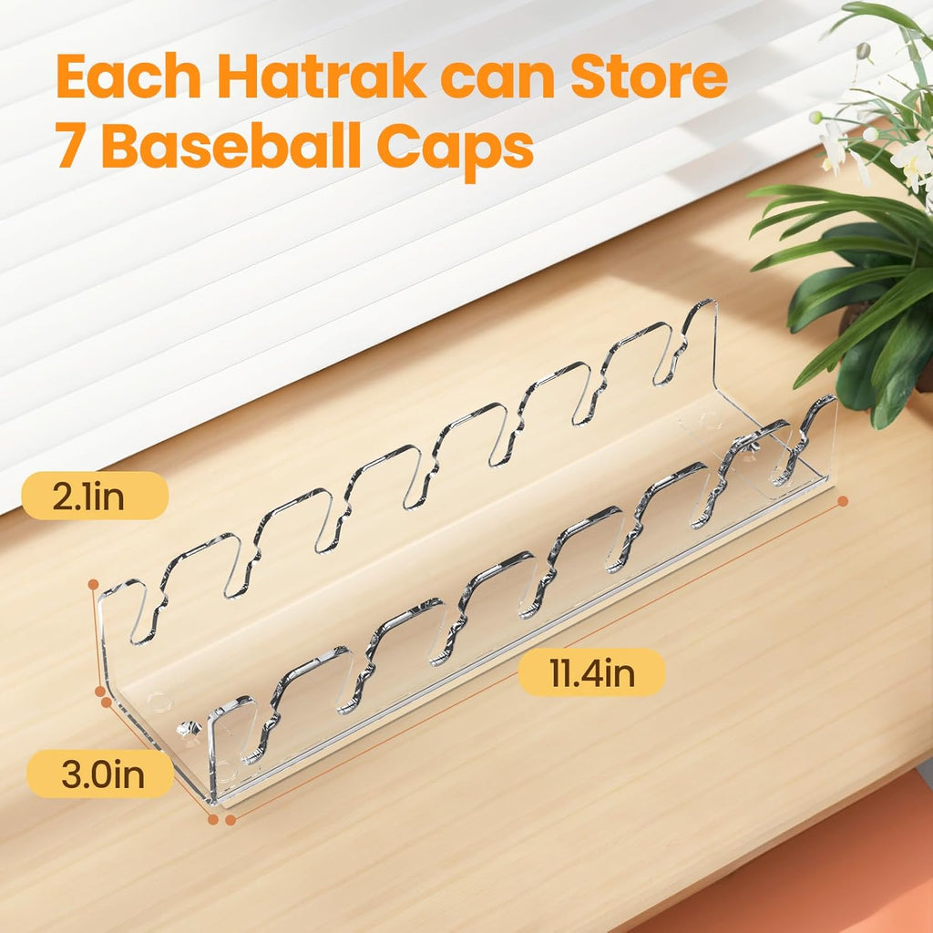 Nicetree Hat Organizer - Acrylic Cap Racks for 14 Baseball Caps | No Installation Needed, Ideal for Dresser & Closet