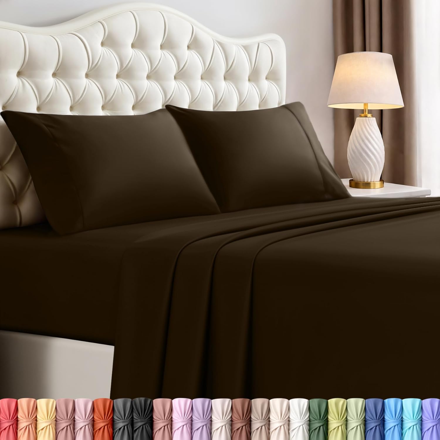 Utopia Bedding Queen Size Sheet Set - Soft, Breathable Microfiber | 4-Piece in Brown, Oeko-Tex Certified