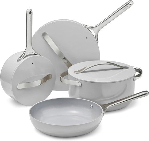 Caraway Non-Stick Ceramic Cookware Set - 12-Piece Oven Safe Pots, Pans & Lids | PFAS & PFOA Free - Gray