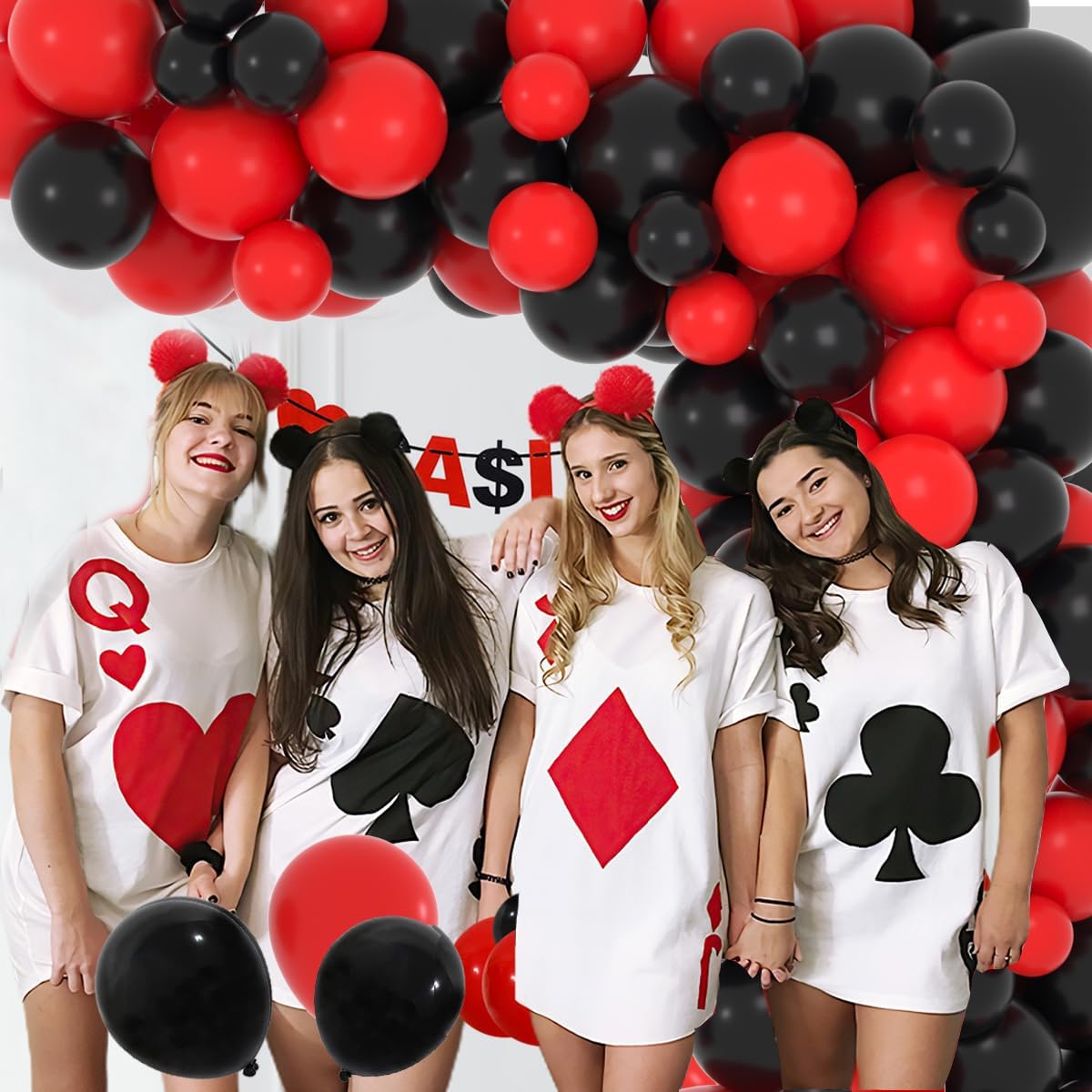 Skiennix Red and Black Balloon Garland Arch Kit - 122PCS Latex Balloons for Birthday & Wedding Decor