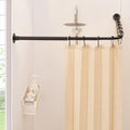 Mirooyu L Shaped Shower Curtain Rod, [24"-47.6"] x [24"-47.6"] Dual-Slide Corner 90 Degree Shower Rod for Bathroom, Bathtub & Outdoor with 12 Hooks & Ceiling Support - Matte Black