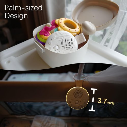 JunVox Fu White Noise Machine - Portable Sound Machine for Baby and Adult, with 21 Quality Non-looping Sleep Sounds, Night Light, Rechargeable Battery, for Travel, Home, Sound Therapy, Registry Gift
