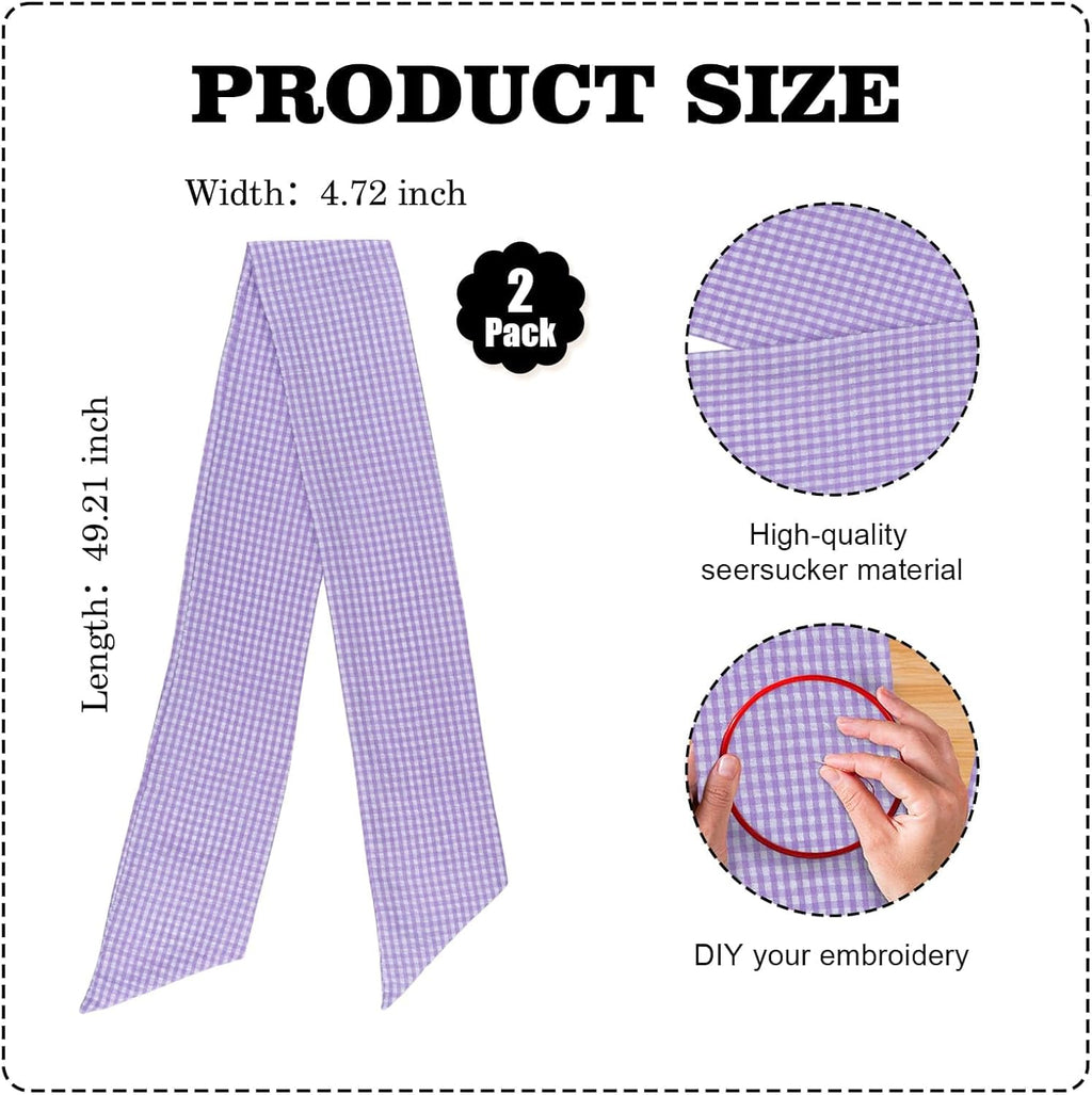 Purple Gingham Wreath Bow Set by Elegant Farmhouse - 2 Pack Door Decoration, 5.12" Wide x 54.33" Each